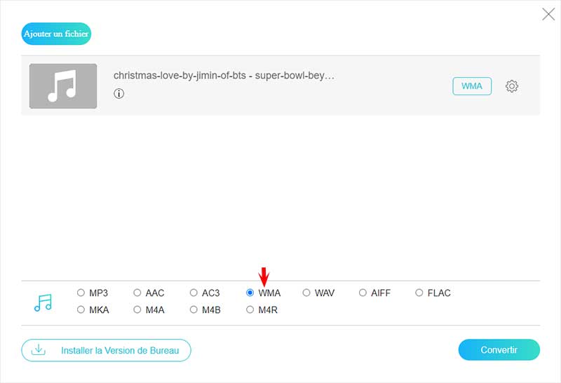 Convertir l'audio en WMA