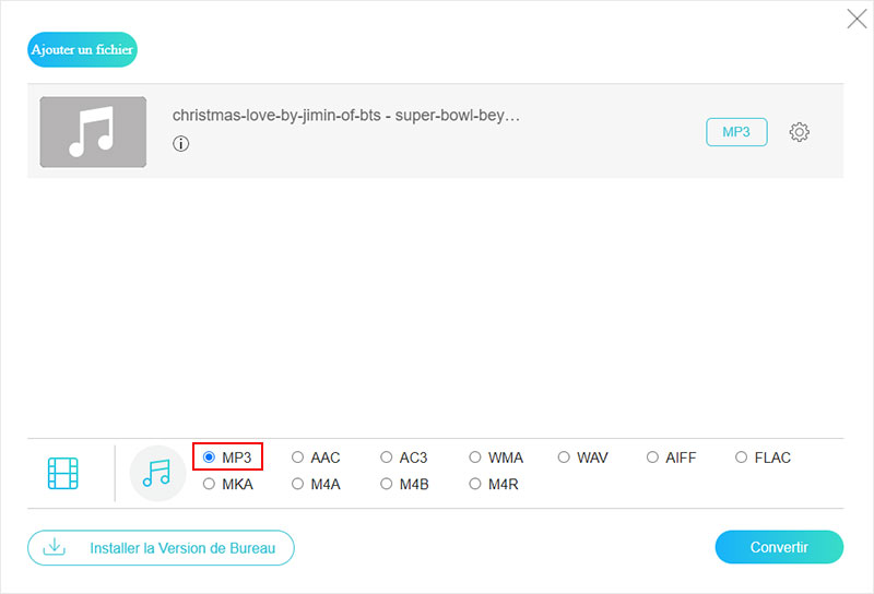 Convertir l'audio en MP3