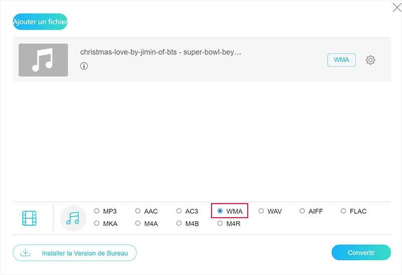 Convertir l'audio en WMA