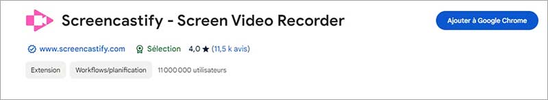 Ajouter l'extension Screencastify pour Chrome