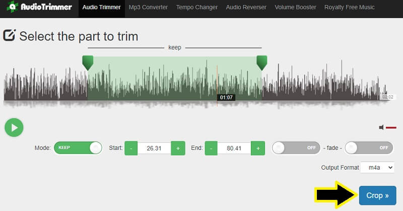 Couper le fichier audio M4A