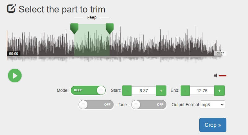 Coupeur de musique d'interface de trimmer audio