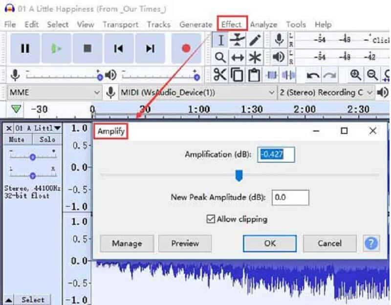 Augmenter l'audace du volume