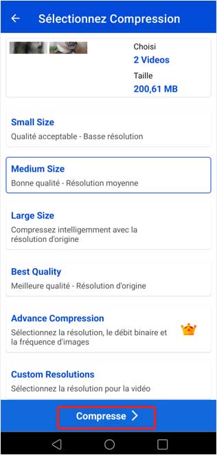 Compresser une vidéo sur Android