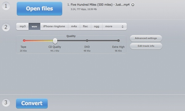 Convertir MP4 en WAV avec Online Audio Converter