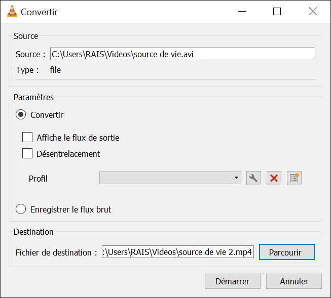 Convertir AVI en MP4 avec VLC