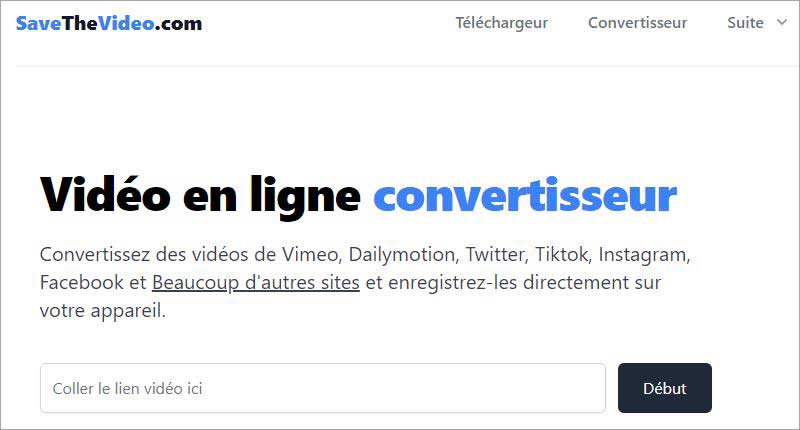 Convertir URL en MP4 via le site SaveTheVideo.com