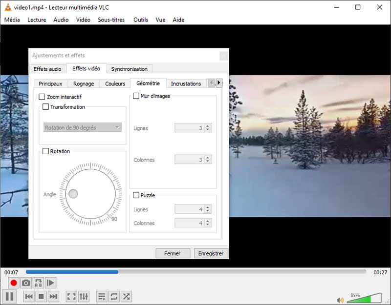 Faire pivoter la vidéo dans VLC