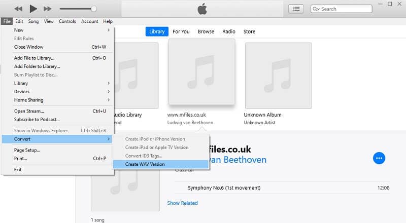 Faire la conversion MP3 en WAV avec iTunes