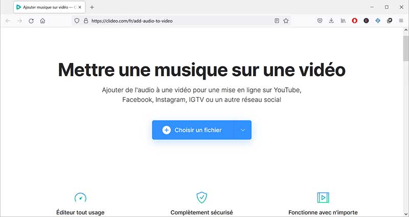 Mettre des musiques sur une vidéo Clideo