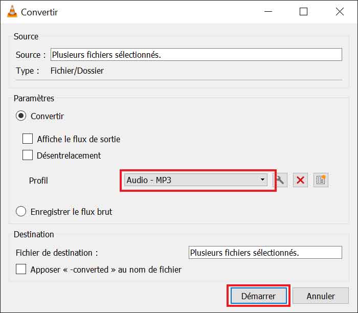 Fusionner des fichiers MP3 avec VLC