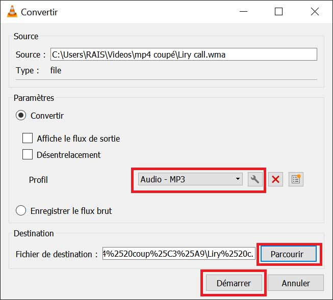 Convertir WMA en MP3 avec VLC