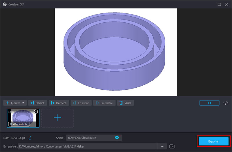 Configurer et exporter le GIF