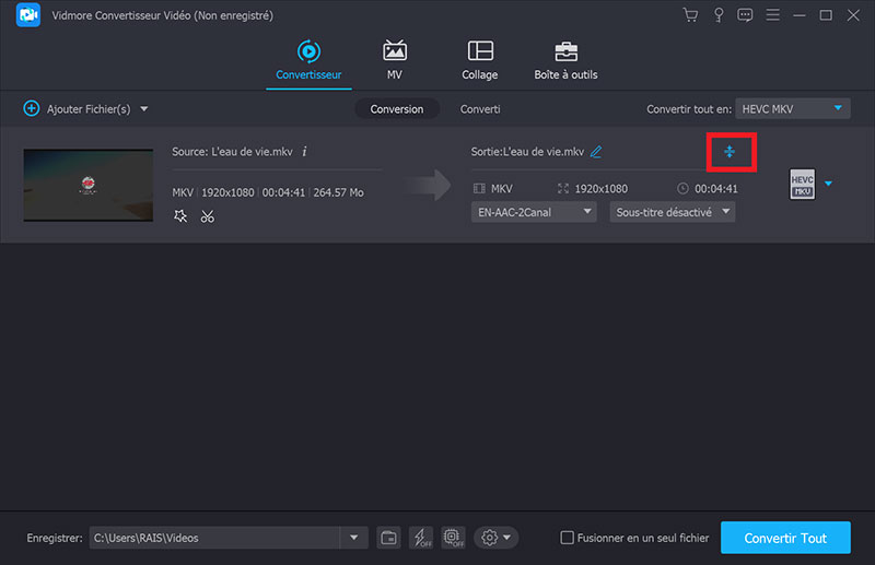 L'icône pour compresser une vidéo MKV