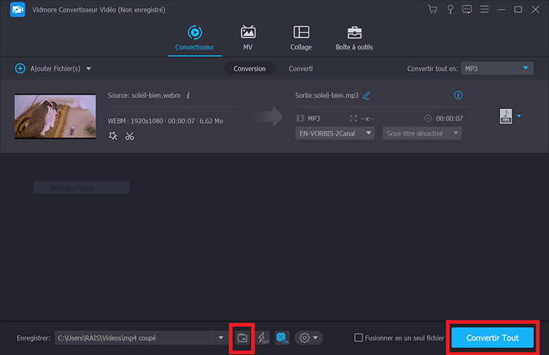 Convertir le fichier WebM en MP3